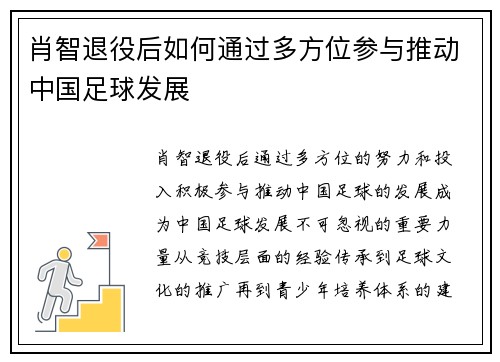 肖智退役后如何通过多方位参与推动中国足球发展 肖智退役后如何通过多方位参与推动中国足球发展